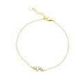 Sterling Silver Gold Plated Fine Chain Bracelet with Tri Style Cubic Zirconias