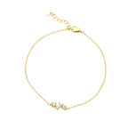 Sterling Silver Gold Plated Fine Chain Bracelet with Tri Style Cubic Zirconias