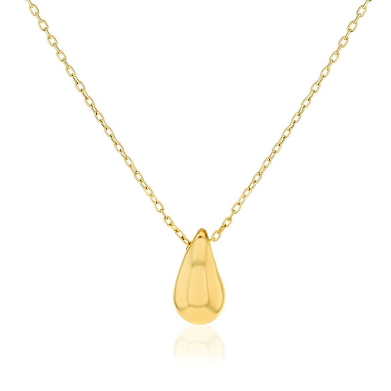 Gold teardrop sliding pendant on chain