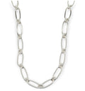 Sterling Silver Small/Long Oval Alternating Necklace with Parrot Clasp