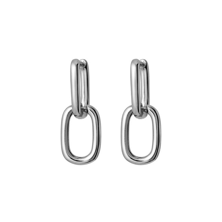 Double oval chain link earrings- 2 Colours