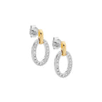 Oval Cubic Zirconia Stud Earrings with Coloured Bale - 3 Colours