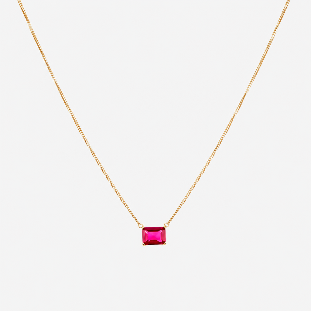 Sterling Silver Yellow Gold-Plated Emerald Cut Stone Pendants