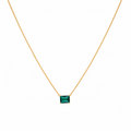 Sterling Silver Yellow Gold-Plated Emerald Cut Stone Pendants