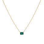Sterling Silver Yellow Gold-Plated Emerald Cut Stone Pendants