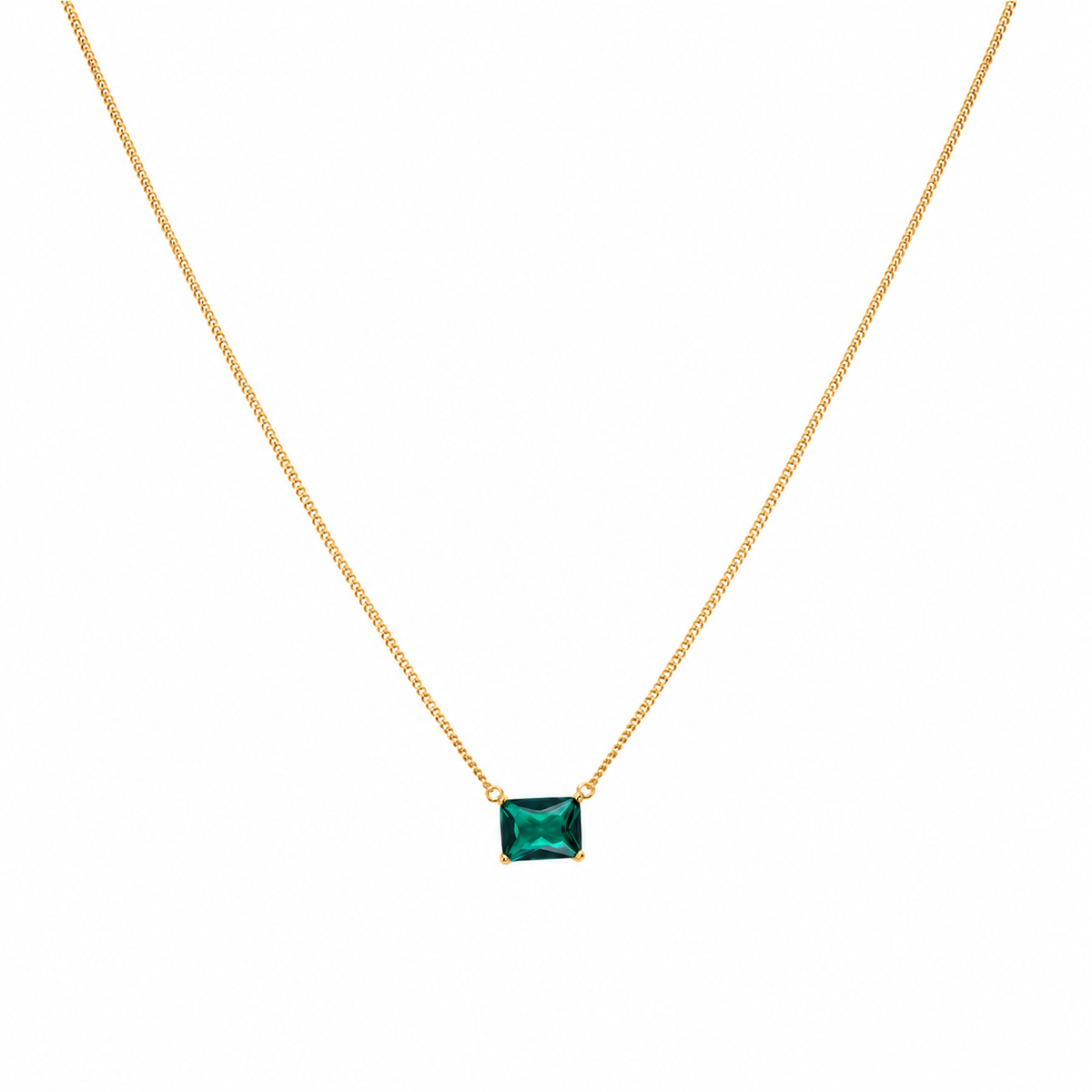 Sterling Silver Yellow Gold-Plated Emerald Cut Stone Pendants