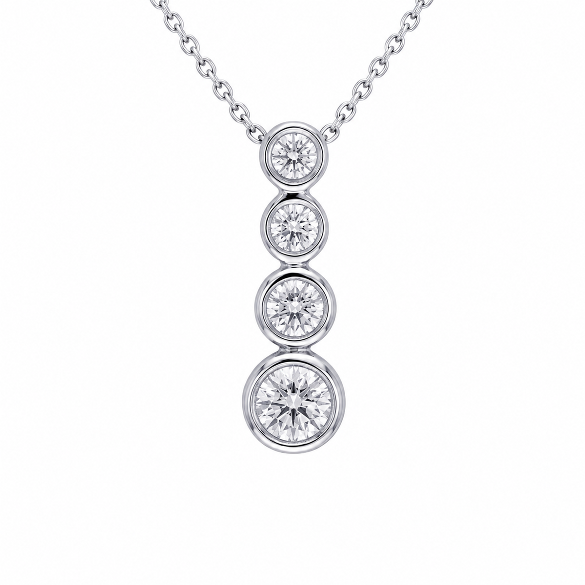 Sterling Silver Graduating Bezel Set Cubic Zirconia Pendant