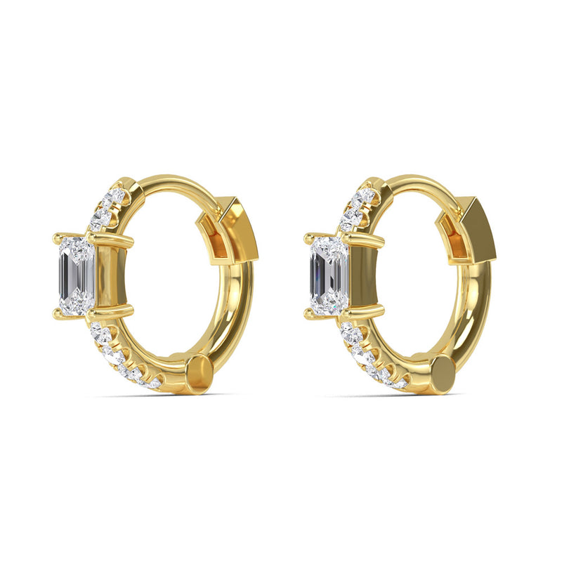 Baguette Diamond Huggie Earrings- 2 Colours