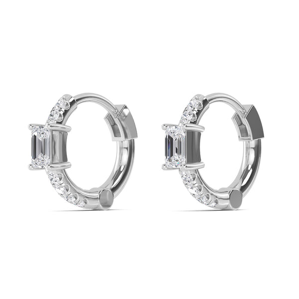 Baguette Diamond Huggie Earrings- 2 Colours