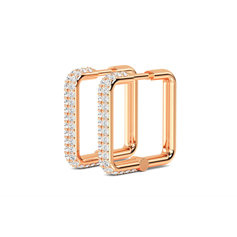 Square Diamond Hoop Earrings - 2 Colours