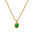 Yellow Gold-Plated Green CZ Double Bezel Set Pendant