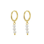 Sterling Silver Yellow Gold-Plated Huggie Earrings with 3x Small FWP Drops