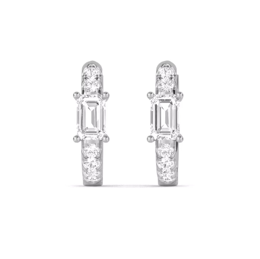 Baguette Diamond Huggie Earrings- 2 Colours