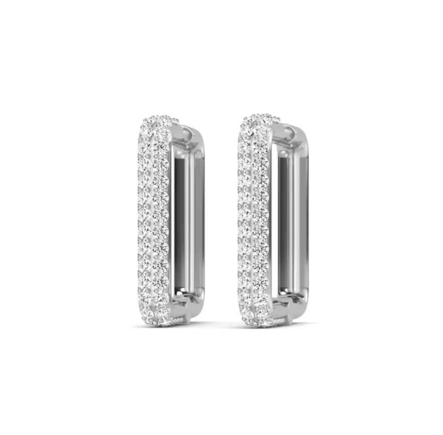 Square Diamond Hoop Earrings - 2 Colours