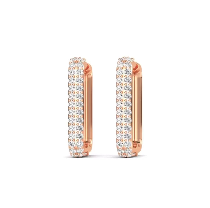 Square Diamond Hoop Earrings - 2 Colours