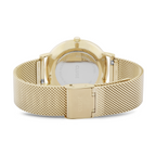 Cluse Boho Chic Womens Watch with Yellow Gold Case, Black Dial and Yellow Gold Plated Stainless Steel Mesh Band
