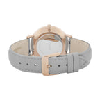 Cluse Boho Chic Womens Watch with Rose Gold Case, White Dial and Grey Leather Strap