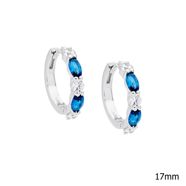 Silver Blue & Clear Cz Earrings