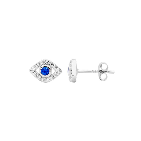 Silver CZ Evil Eye Earrings- 3 Colours