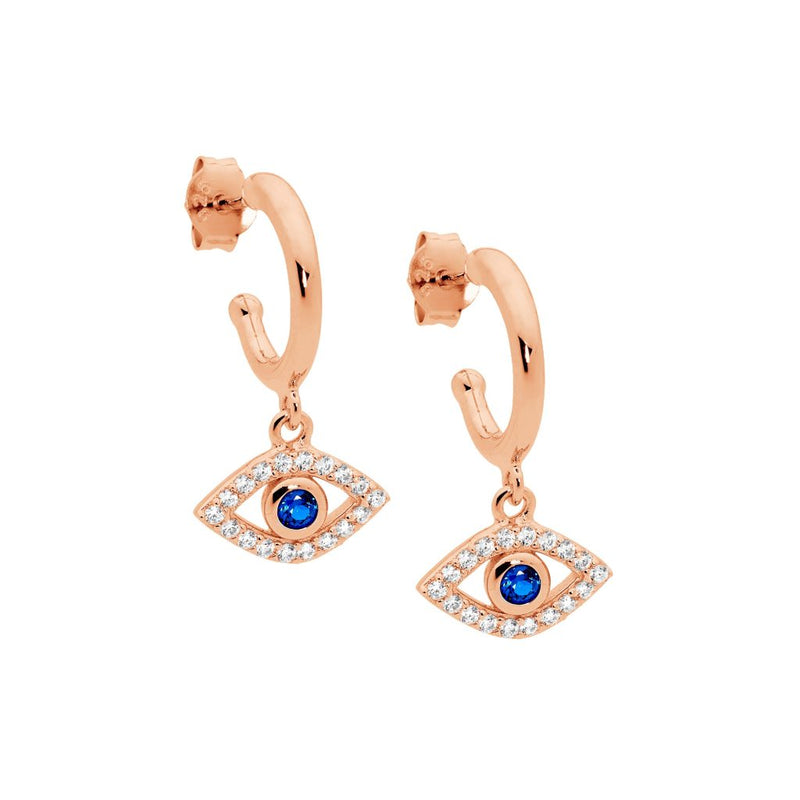 Silver Drop Evil Eye Earrings- 3 Colours