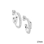 Yellow Gold Double Hoop Earrings with Cubic Zirconias- 3 Colours