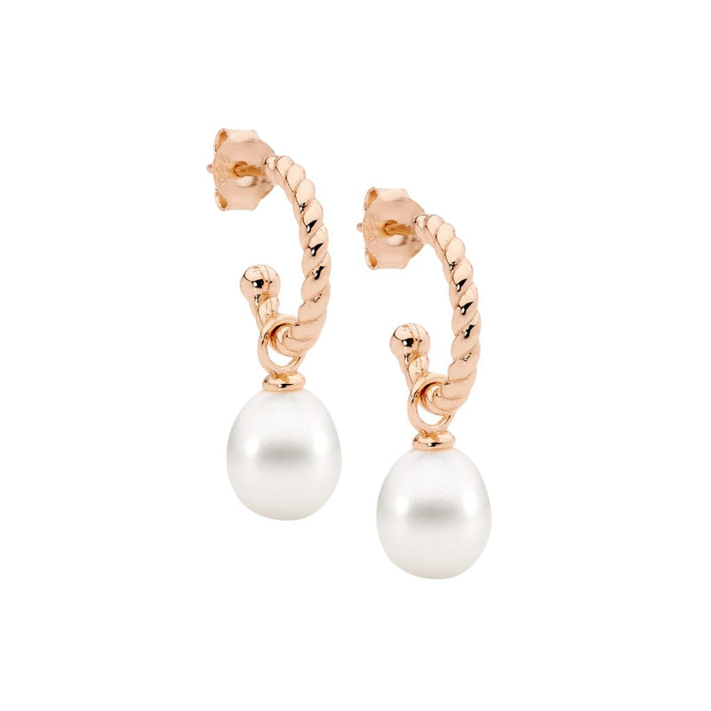 Silver Twist Pearl Drop Earrings-3 Colours