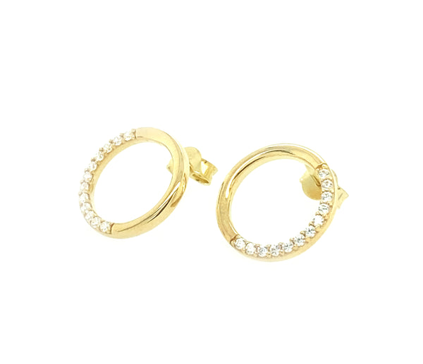 9ct Yellow Gold CZ Open Circle Studs-3 Colours