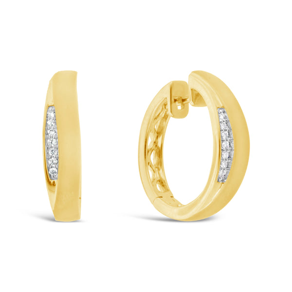 9ct Yellow Gold Brushed Diamond Huggies