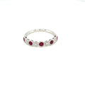 9ct White Gold Alternating Round and Square Ruby Diamond Ring