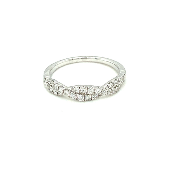 9ct White Gold Double Row Diamond Twist Ring