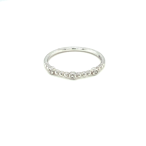 9ct White Gold Bead Set Diamond Ring