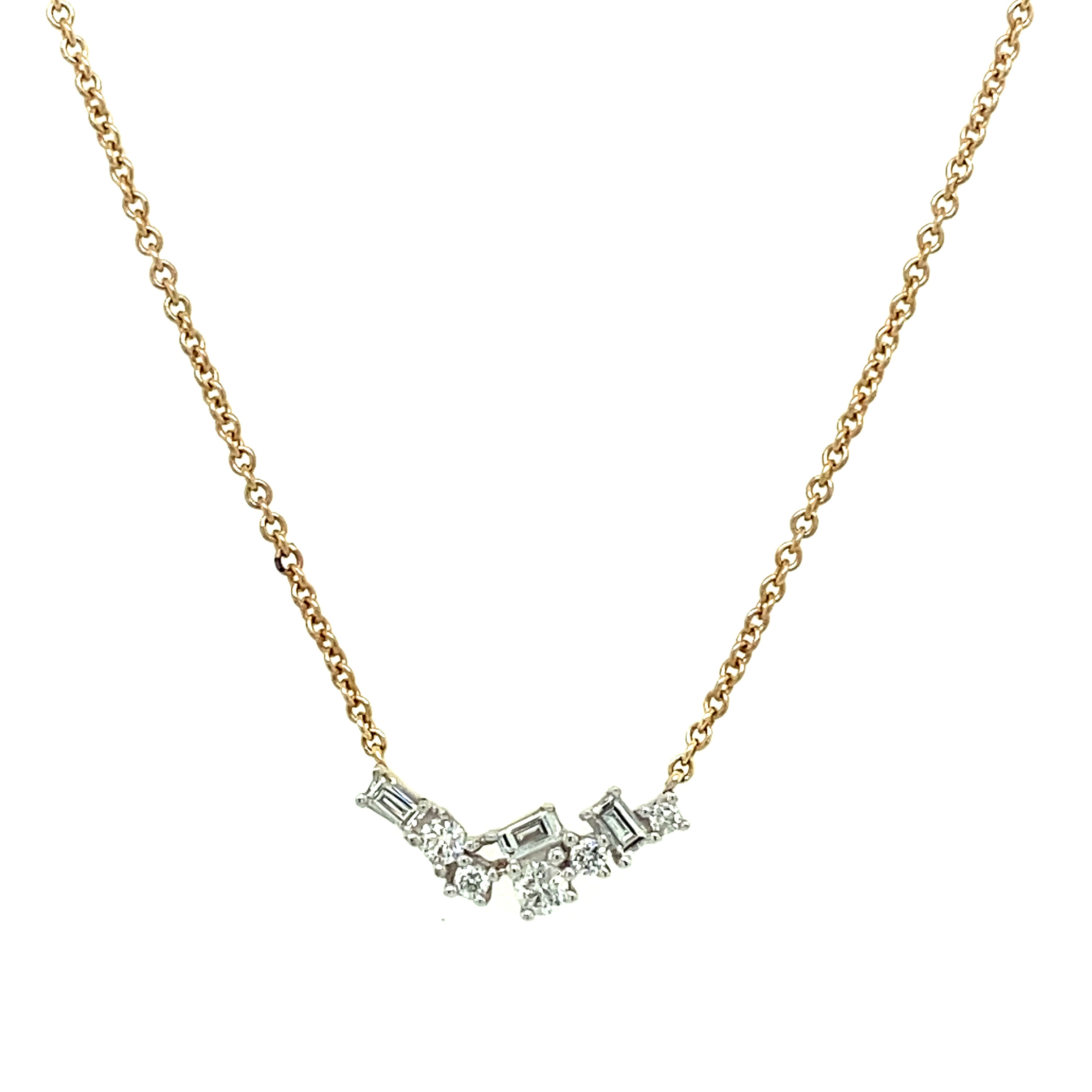 9ct Yellow Gold Brilliant and Baguette Diamond Pendant