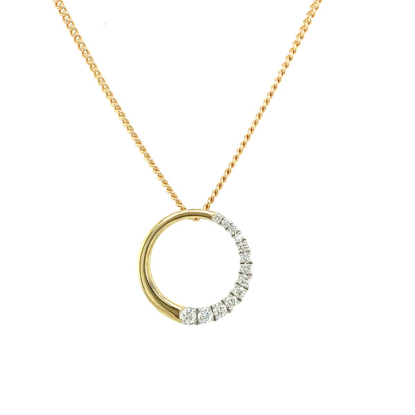 9ct Yellow Gold Graduated Circle Diamond Pendant- 3 Colours