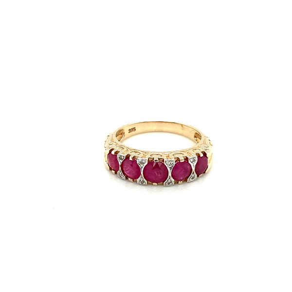 Filligree Style Ruby & Diamond Bridge Ring