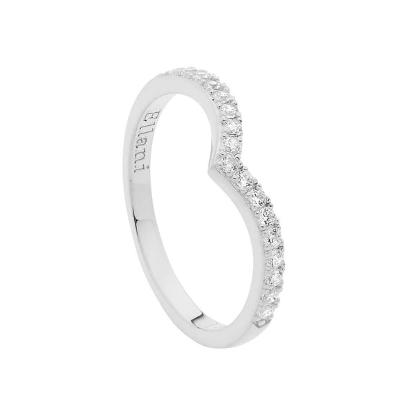 Sterling Silver V Shaped Cubic Zirconia Ring