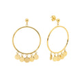 Stainless Steel Yellow Gold Plate, Open Circle Disc Earrings – 3cm Long