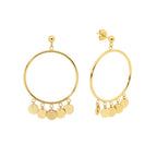 Stainless Steel Yellow Gold Plate, Open Circle Disc Earrings – 3cm Long