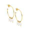 Stainless Steel Pearl Tassel Hoop Earrings -3 Colours
