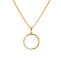 9ct White Gold Open Circle with Half CZ Pendant - 3 Colours