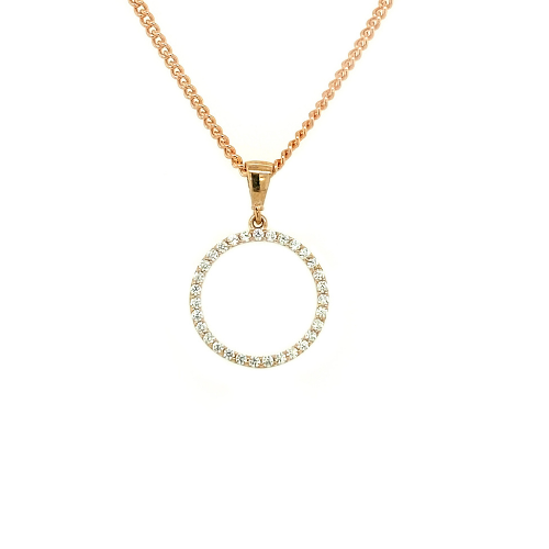 9ct Rose Gold CZ Open Circle Pendant