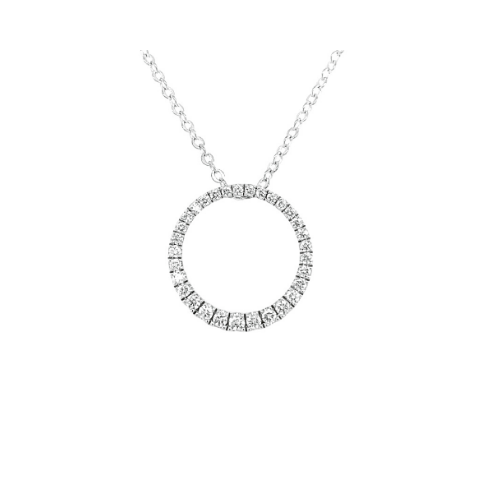 9ct White Gold Diamond Claw Set Open Circle Slider Pendant