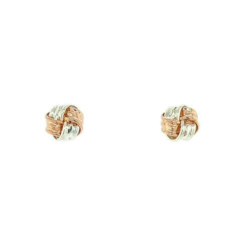 Two Tone Silver and 9ct Rose Gold Small Knot Studs