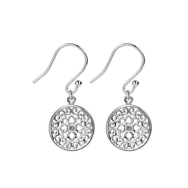 Sterling Silver Fancy Drop Filigree Earrings-3 Colours