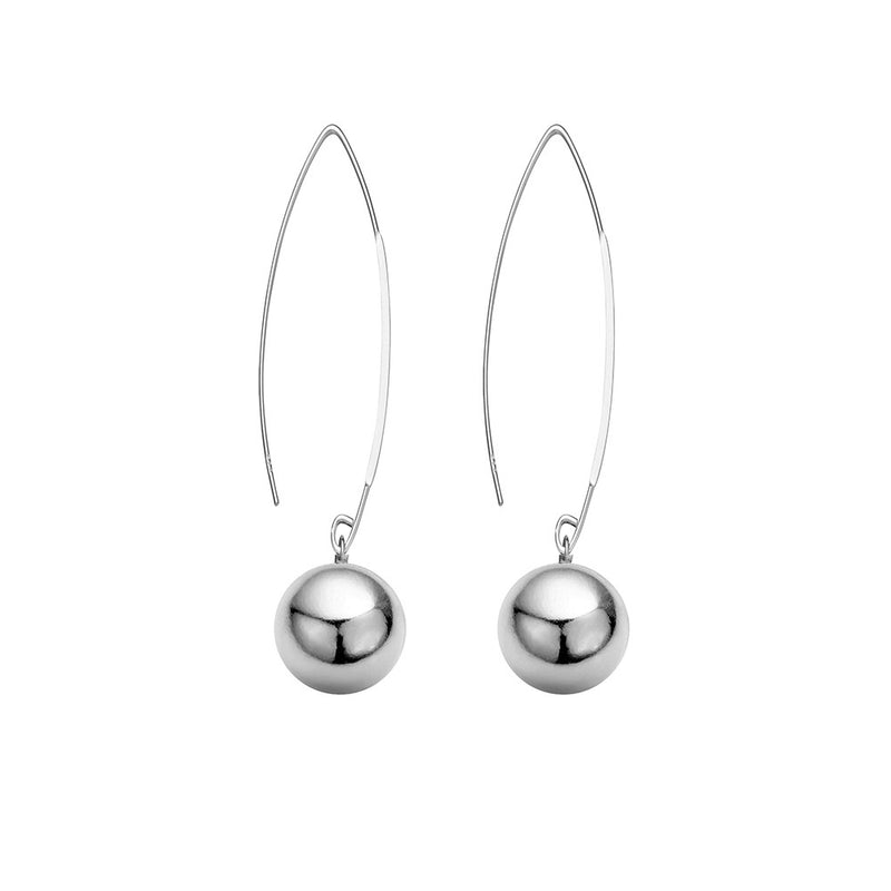 Sterling Silver Long Hook Ball Earrings- 3 Colours