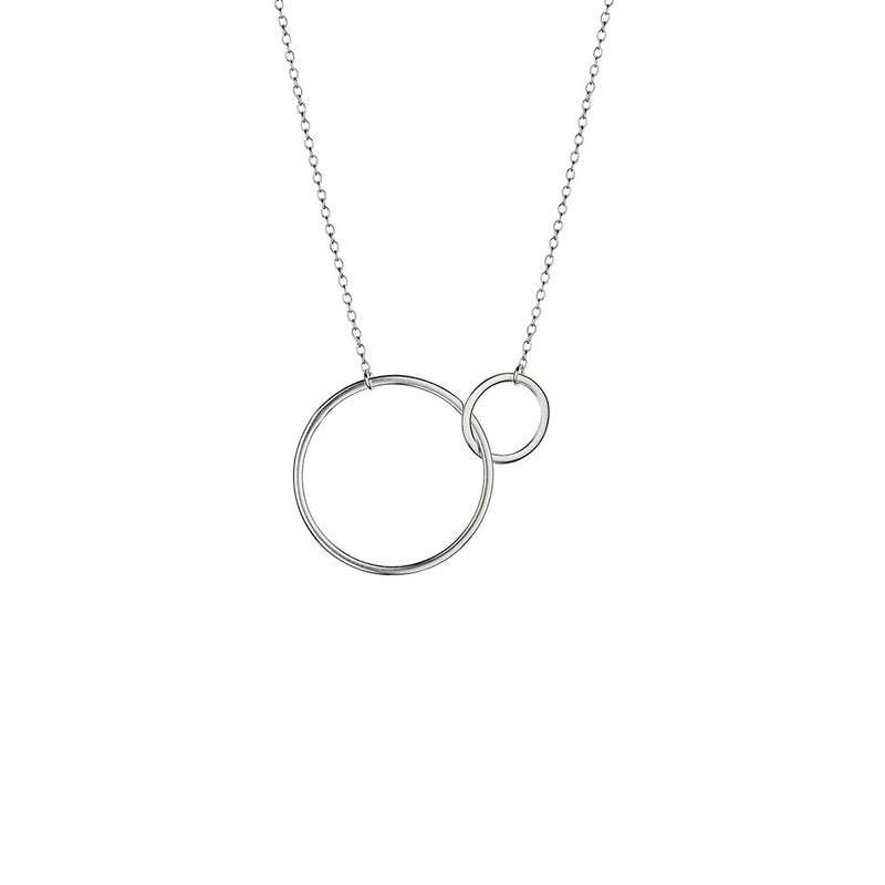 Sterling Silver Yellow Gold Plated Double Circle Necklace - 3 Colours